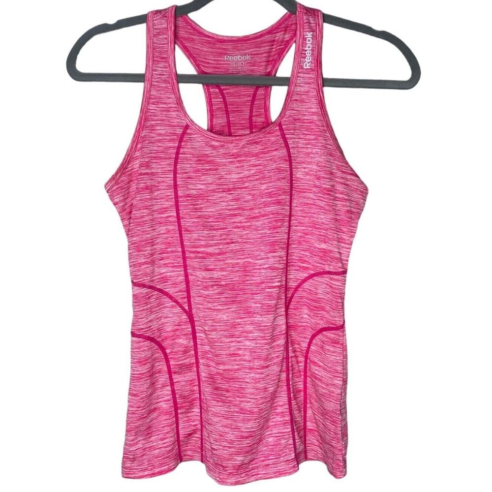 NWOT Reebok Racerback Striped Sleeveless Stretch Athletic Yoga Tank Top XS Pink